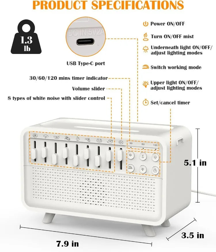 Bluetooth White Noise Machine with Aroma Diffuser